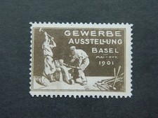 Vignette Exposition Commerciale Bâle Suisse 1901 Gewerbe Ausstellung Basel