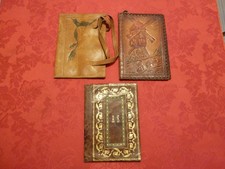 LOT DE 3 LISEUSES ANCIENNES CUIR DECOR DORURES , MOULIN ET LABOUR , ART DECO