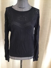 Très Beau Haut Maille Dentelle Noir Maje 36/38 Tbe