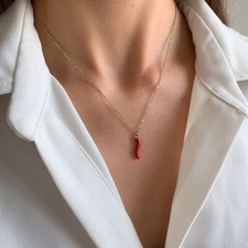MEORA  collier " piment rouge  "  acier inoxydable 40 cm valeur 39 E
