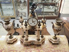 Pendule 2 Vases Bronze Marbre