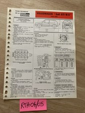 Fiche technique automobile Volkswagen Golf Gti 16S depuis 84 édition 1987 RTA VW
