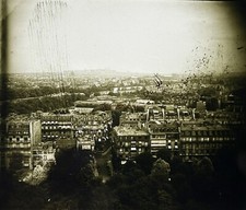 PARIS Vue aérienne prise depuis la Tour Eiffel Photo Plaque c1910 Vintage §n6