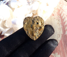 ANCIENNE BROCHE COEUR orné d'un profil de femme ART NOUVEAU vers 1900
