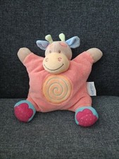 A1- Peluche Doudou Vache Girafe Oasis Orange Bleu Rose spirale NATTOU