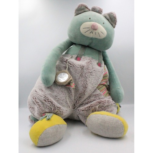 Doudou géant chat bleu vert
