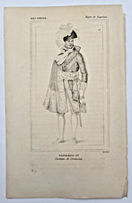 Gravure originale XIXe : Portrait de Napoléon Bonaparte - Costume de Cérémonie