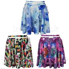 New Filles Kaléidoscope Floral Graffiti Bd Élégant Mode Ceinture Patineuse Jupe