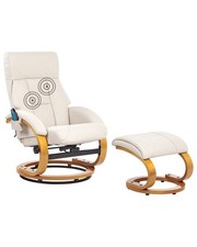 Fauteuil Relax Massant et Chauffant Fonction Pivotante avec Repose-Pieds en Cuir