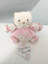 Peluche/Doudou Lilirose Chat Rose Blanc Beige Vert Fleurs Grelot 18cm Kaloo 2007