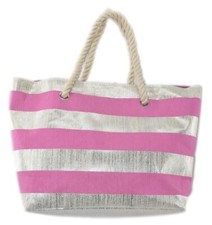 Women's Pink Stripe Tote Bag