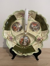 serviteur muet / plat mendiant trilobé en porcelaine de SAXE signé PROV. E.S.