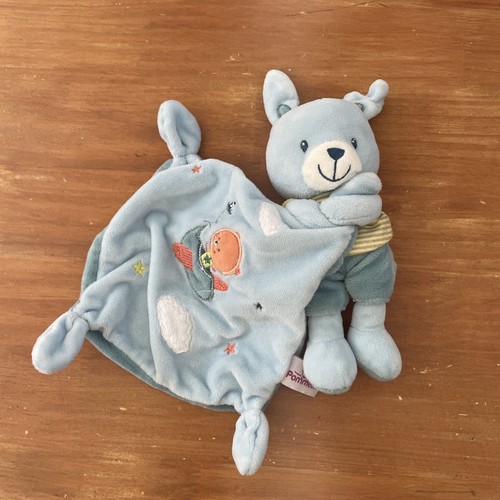 Doudou pommette lapin bleu - lapin,