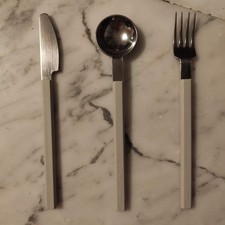 3 couverts vintage Air France designer Raymond Loewy manche gris