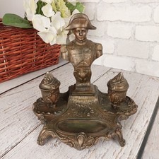 Antique encrier en régule doré buste de Napoléon Bonaparte signé Goyeau France