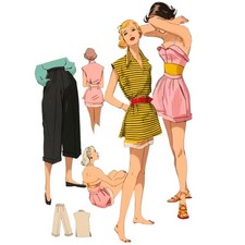 Vintage 1950s Motif – Quatre Pièces Plage Set Ensemble - Buste 91.4cm (91.4cm)