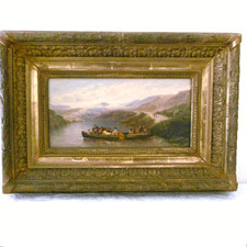 Tableau et cadre XIXème, peinture /huile/panneau signée H. ASH artiste coté.