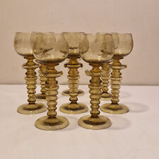Série 8 verres à vin du Rhin Roemer - Cristal fumé soufflé - H. 18,5 cm - XIXème