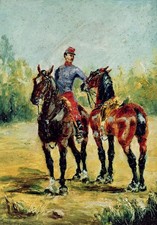 Reproduction de Deux chevaux et le Groom (42 x 60 cm)