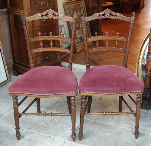 Paire anciennes chaises - paire,