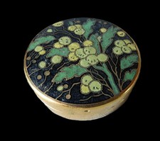 Ancien Petit Poudrier Pub Offert par Marie-Brizard * Boîte Émaillée au Mimosa