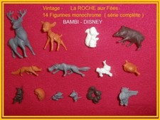 Vintage 14 Anciennes figurines La ROCHE aux Fées  BAMBI DISNEY  Série complète