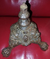 PIED EN FONTE 19 ème SUPPORT DE MAPPEMONDE GLOBE TERRESTRE TETES LION