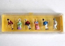 PREISER 142 HO 6 FIGURINE PERSONNAGE ASSIS PASSANT HOMME FEMME TENUE EPOQUE 1900