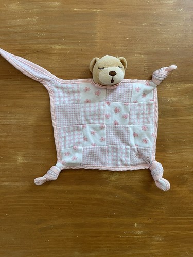 Doudou plat ours - blanc, rose
