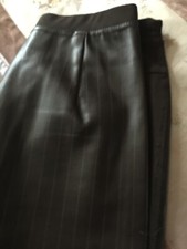 Pantalon simili cuir legging rayé marron taille 10 tissu revers jambe slim