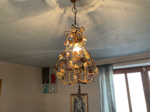 Lustre cage bronze laiton - lustre,