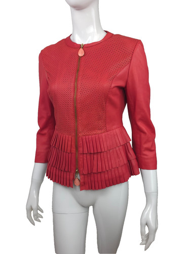 Veste cuir corail - en,