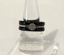 Bague Cerruti 1881 neuve, 3 anneaux en acier inoxydable céramique noir T56