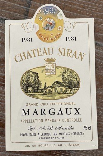étiquette château siran 1981 - château,