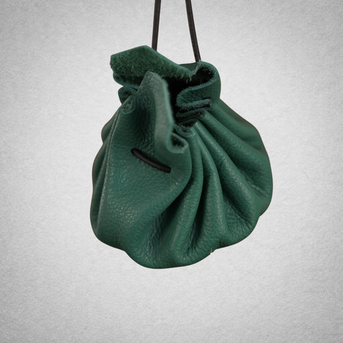 Bourse médiévale cuir verte - bourse,