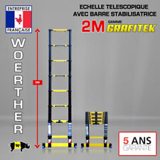 Echelle télescopique 2m Woerther Grafitek avec barre stabilisatrice