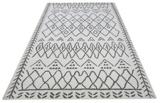 Salon Maroc Design Touffeté à la Main Tapis 100% Laine Beige Gris 160x230 CM
