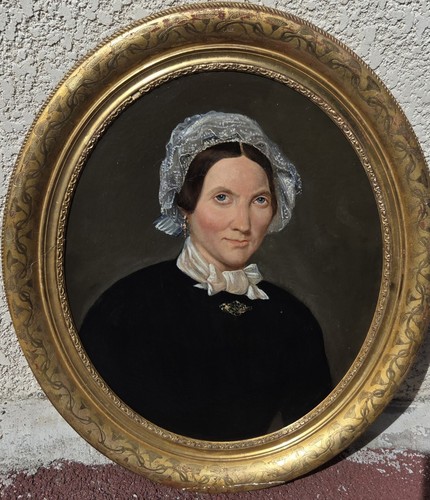 Tableau ovale ancien - tableau, portrait