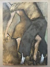 Tableau peinture ancienne XXe Scene de Couple