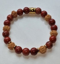 Bracelet en pierre naturelle de jaspe rouge et rudraksha neuf créé en France 