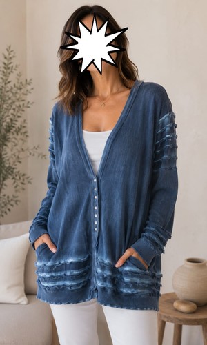 Gilet cardigan viscose bleu - gilet,