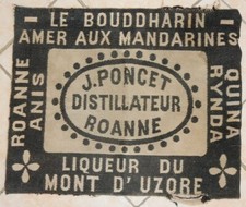 ANCIEN TAPIS CARTE BOUDHARRIN J PONCET DISTILLATEUR ROANNE QUINA RYNDA BISTROT
