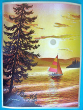 IMPRESSION DUFEX Thème Ballade avec Dériveur Coucher de soleil par E STEPHENS