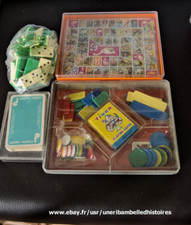 Lot de jeux société vintage, oie de voyage, nain jaune, cartes, dominos