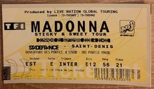 Madonna - Ticket Concert Sticky & Sweet Tour - N° E 12 56 21 du 21/09/2008 Paris
