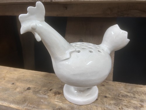 Coq blanc faïence régionale - coq,