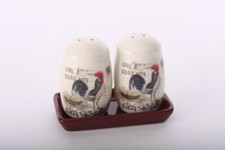 Salière + Poivrière déco figurine Coq en céramique - campagne