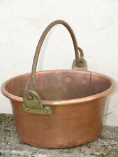 -BEAU GROS CHAUDRON CUIVRE support POIGNEE LAITON MASSIF EPAIS déco CHEMINEE D