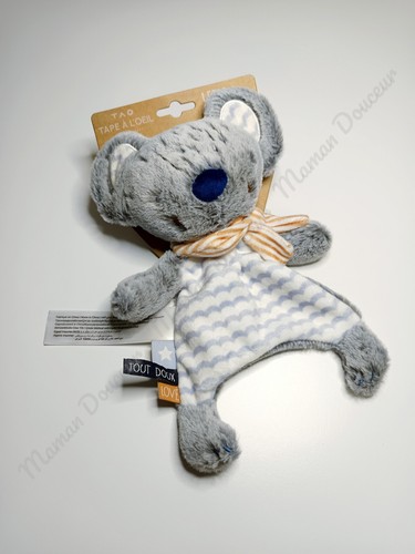 Doudou plat koala gris blanc - plat,