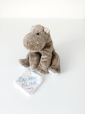 Peluche/Doudou Petit Hippopotame Gris Marron Blanc Crème 15cm Assis Soft Friends